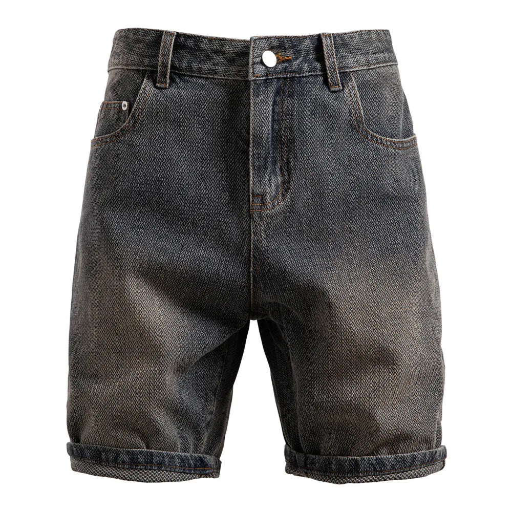 2025 été nouveau short en jean à grain étoile hommes Europe et états-unis rétro pantalon droit short en jean pour hommes EUR2XL