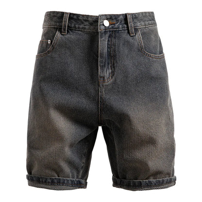 2025 été nouveau short en jean à grain étoile hommes Europe et états-unis rétro pantalon droit short en jean pour hommes EUR2XL