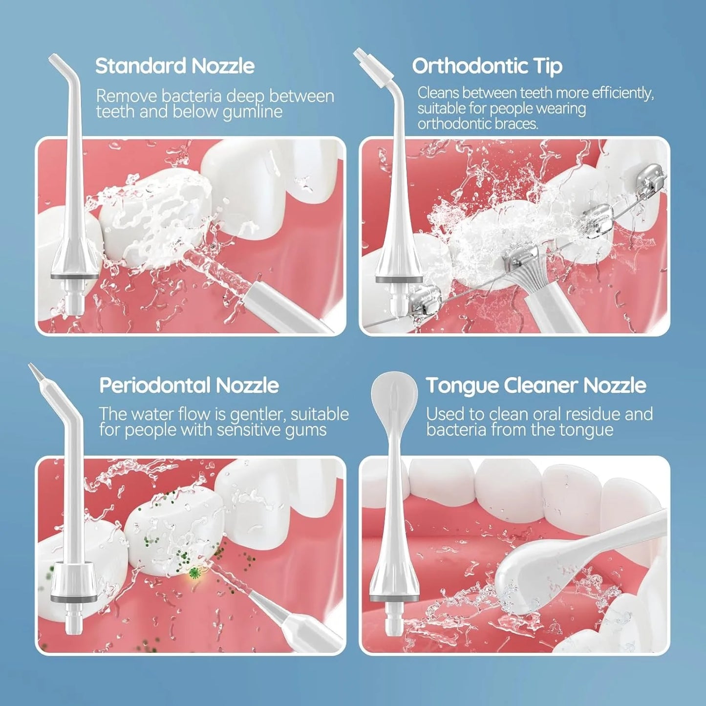 Embouts de remplacement pour hydropulseur Mornwell F18/D52/F27/F09/F22/F23/F29/F32, 4 pièces