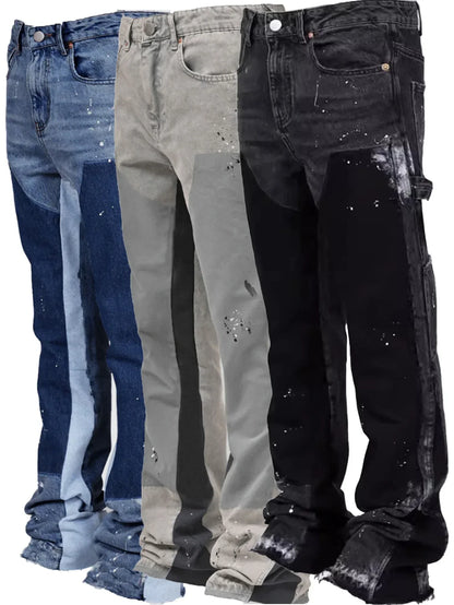 Jean délavé hommes Vintage longueur cheville pantalon taille moyenne poches bouton fermeture éclair mouche en détresse Denims Streetwear pantalon droit