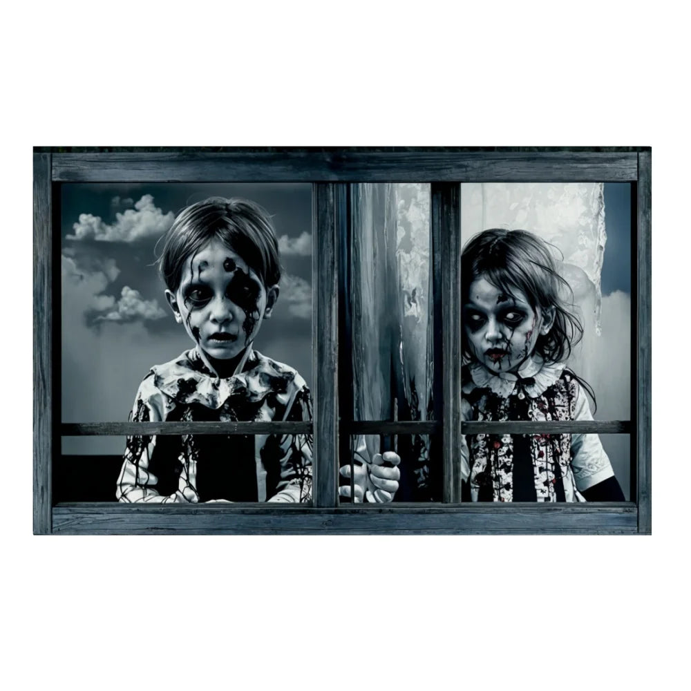Bannière de Décoration de Fenêtre d'Halloween pour Fille et Garçon, Accessoires de Photographie, Horreur, Effrayant, Terreur, Fantôme, Marié, Mariée