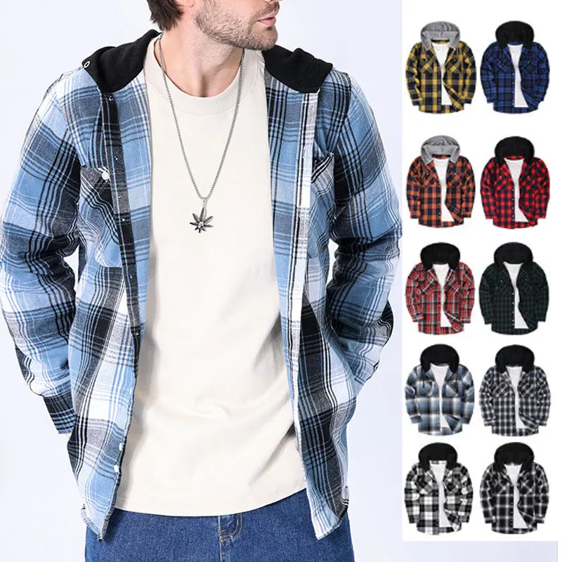Chemise à manches longues en flanelle pour hommes, manteau à carreaux, décontracté, non repassage, grande taille, chapeau, mode, printemps, automne, nouveau, taille américaine
