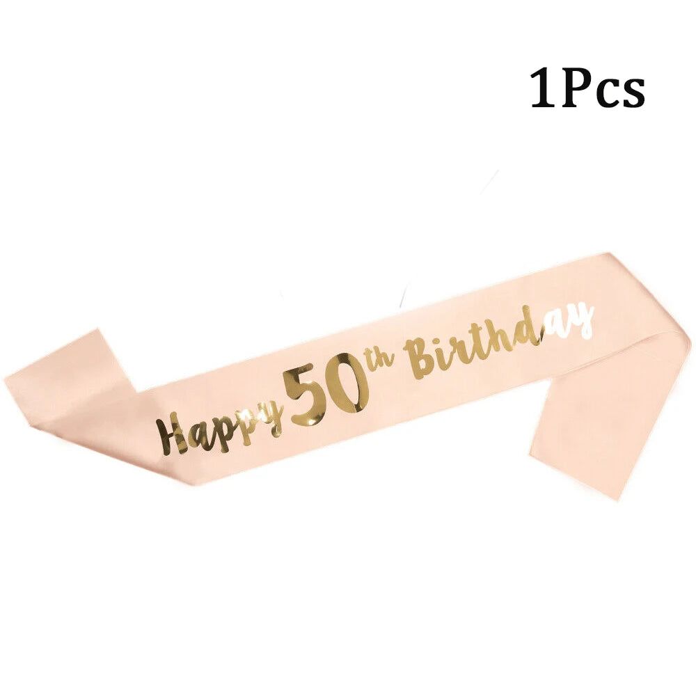 Pailles en papier à rayures dorées, 1 sac, numéro 30e 40e 50e 60e, lunettes à ceinture, pailles à boissons joyeux anniversaire pour adultes, décoration de fête en ballon