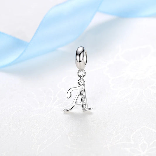 925 argent Sterling breloque perle Vintage Alphabet A-Z lettre pendentif breloques ajustement marque Bracelets colliers femmes bijoux à bricoler soi-même