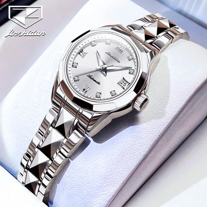 JSDUN nouvelle montre étanche pour femme montre mécanique automatique en acier tungstène de haute qualité pour femme