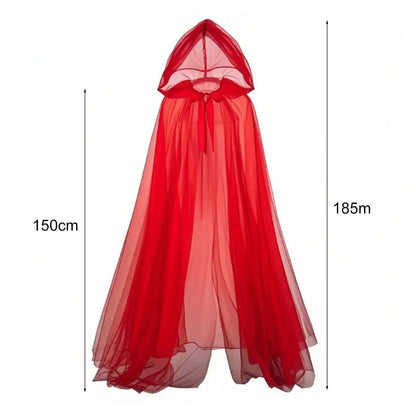 Cape de Costume de Cosplay fantôme d'halloween pour adulte, Cape de sorcière à lacets à capuche, Cape transparente pleine longueur avec capuche surdimensionnée