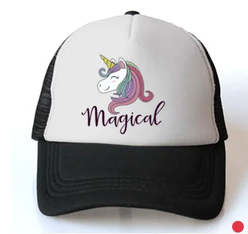 Casquette en maille avec motif de licorne pour fille de 2 à 8 ans, accessoire de protection contre le soleil pour enfant