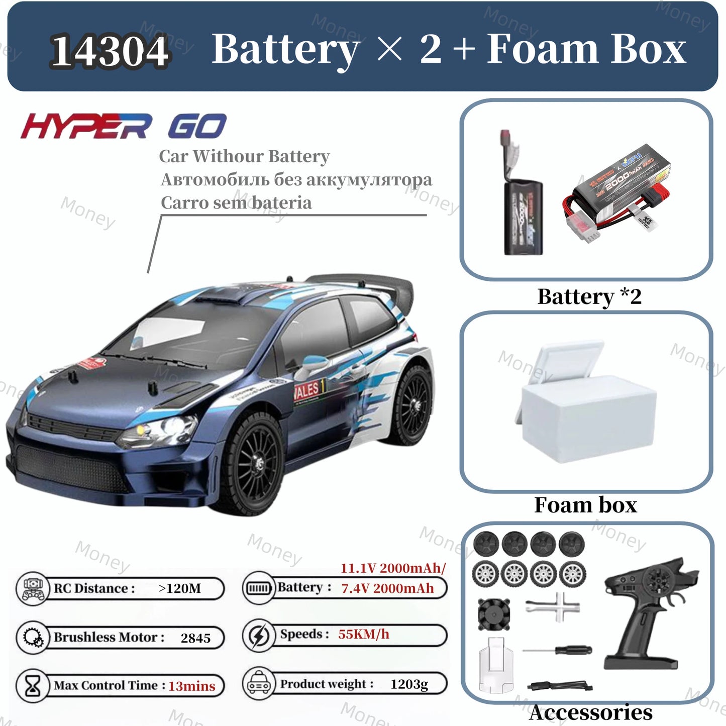 Voiture télécommandée MJX HYPER GO 1:14 14304 2845 à moteur sans balais, châssis métallique, voiture tout-terrain à grande vitesse, jouet RC, 2025