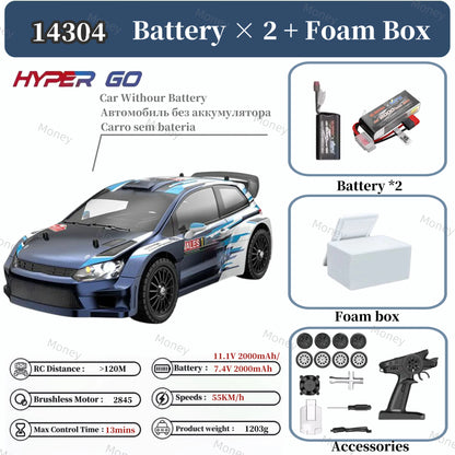 Voiture télécommandée MJX HYPER GO 1:14 14304 2845 à moteur sans balais, châssis métallique, voiture tout-terrain à grande vitesse, jouet RC, 2025