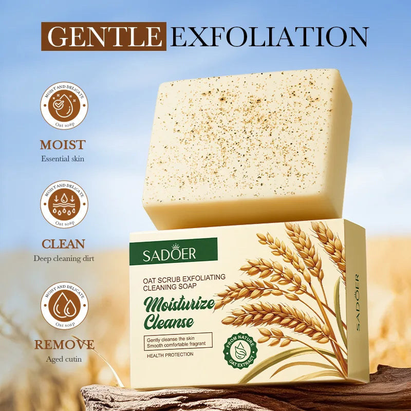 Savon de nettoyage exfoliant naturel à l'avoine biologique, fait à la main, pour le corps et le visage, nettoyage en profondeur, éclaircit la peau tendre, rétrécit les Pores