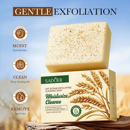 Savon de nettoyage exfoliant naturel à l'avoine biologique, fait à la main, pour le corps et le visage, nettoyage en profondeur, éclaircit la peau tendre, rétrécit les Pores
