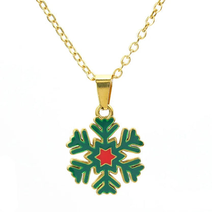 Collier thème de noël, chaîne de couleur or, couronne de flocon de neige du père noël, pendentif d'arbre de bonhomme de neige, cadeaux de Festival, accessoire saisonnier