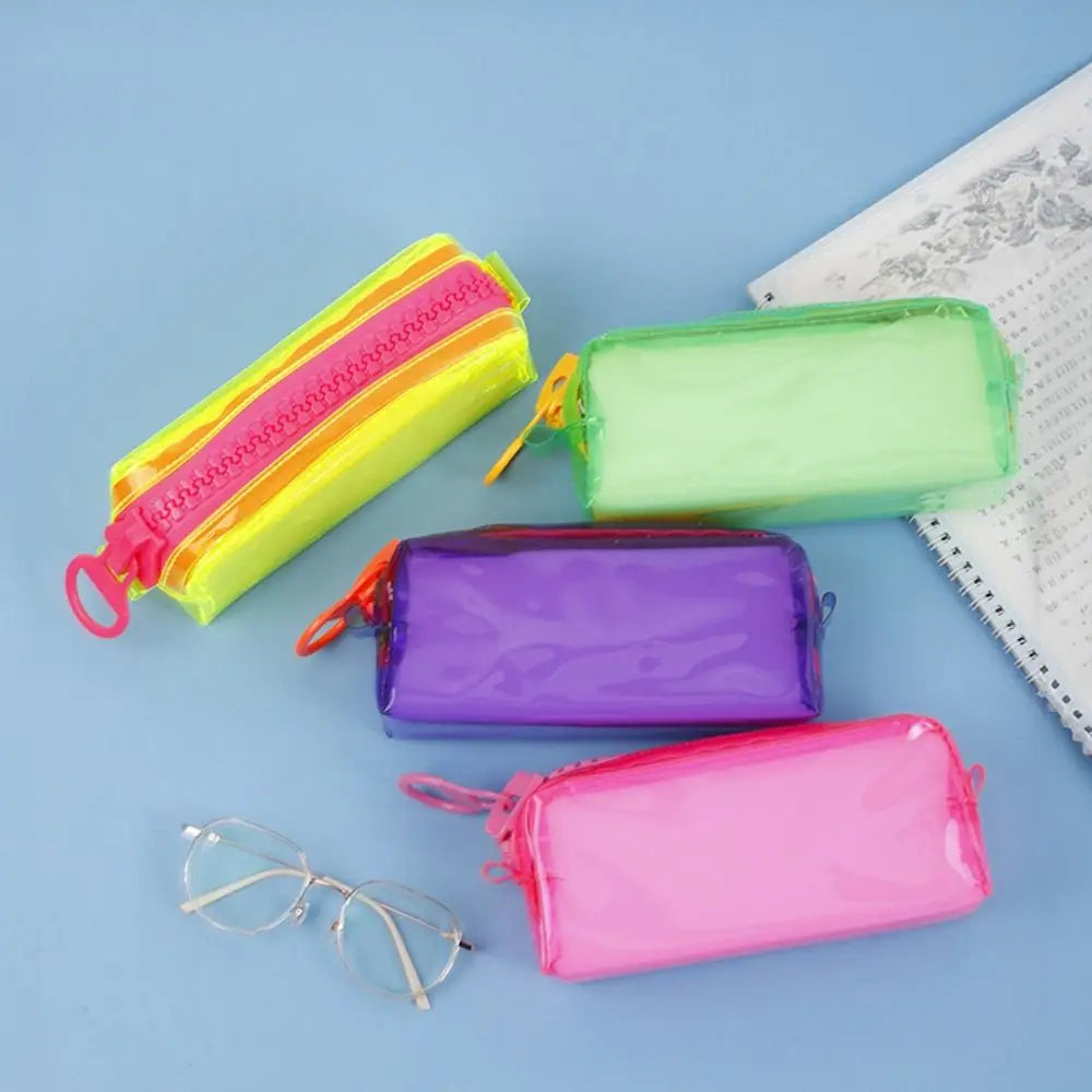 Trousse à crayons transparente à fermeture éclair de grande capacité,