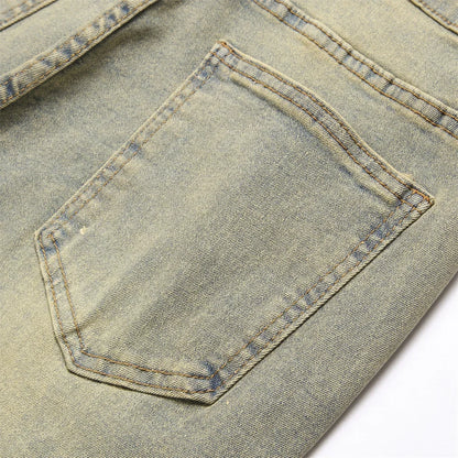 Style rétro trous hommes maigre Biker jean pantalon mode rue Hiphop mâle mince Stretch Jogging Denim pantalon