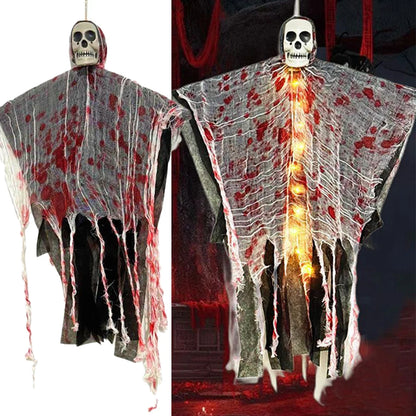 Fantômes de crâne d'halloween suspendus, décoration de maison hantée d'horreur, accessoires lumineux pour intérieur et extérieur, accessoire de scène de fête de pâques