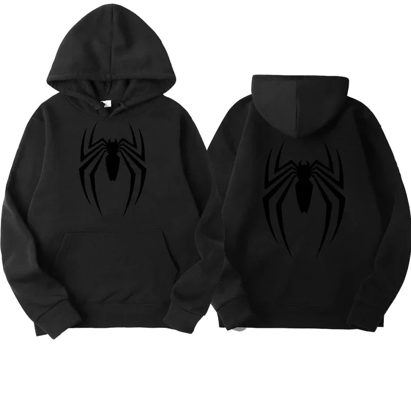 Sweat à capuche pour hommes, mode de rue, imprimé araignée, polaire, décontracté, drôle, ample, spiderman, vêtements pour hommes, nouvelle collection 2024