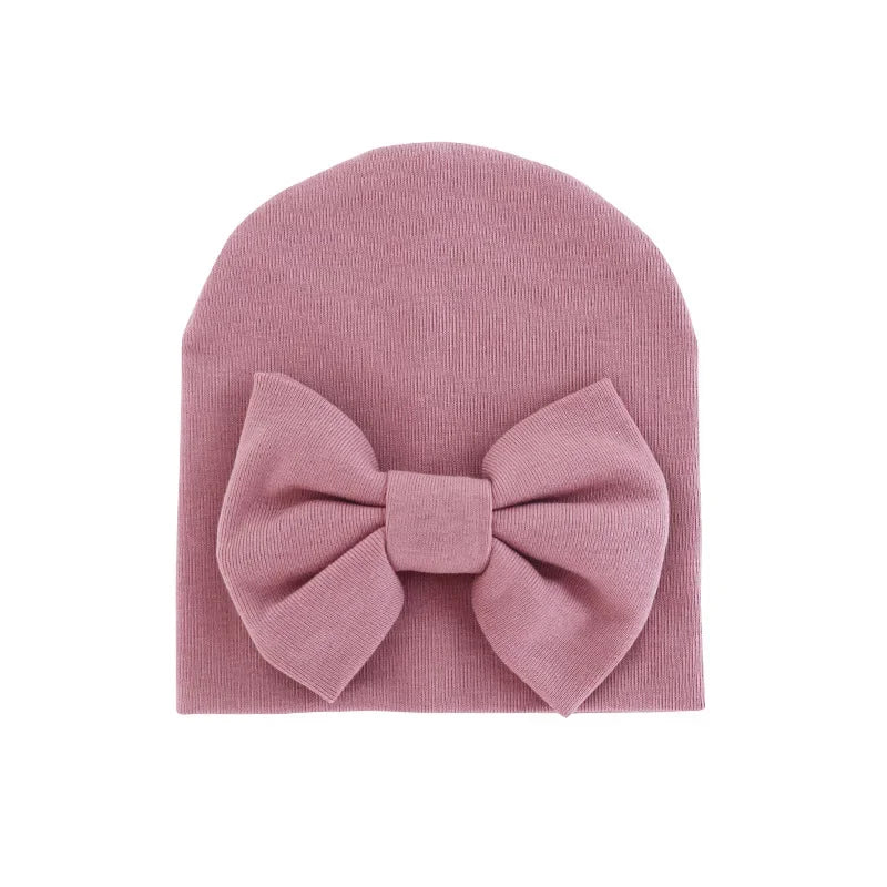 Chapeau avec nœud en coton pour bébé fille, casquette chaude pour nouveau-né, bonnet pour bébé, accessoires solides, 2020