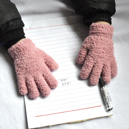 Gants d'hiver en fourrure pour enfants, mitaines à doigts complets, gants doux, garder au chaud, sourire, épais, bébé, enfants de 3 à 6 ans