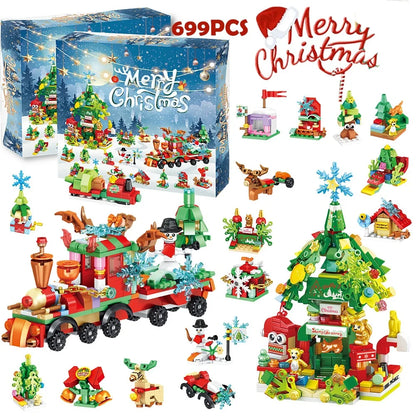 Calendrier de l'Avent de Noël Coffret cadeau Arbre de train de Noël pour enfants Boîte de calendrier de compte à rebours de 24 jours Cadeau de Noël de fête surprise