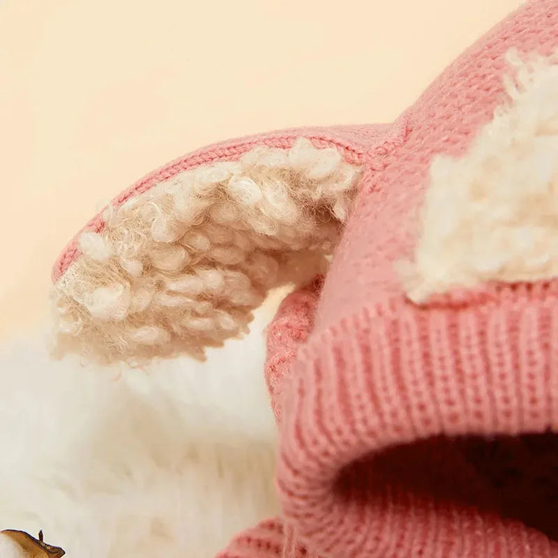 Chapeau écharpe en laine pour enfants coréens, chiot mignon d'hiver, chapeaux chauds pour bébés garçons et filles avec châle pour enfants de 6 à 36 mois