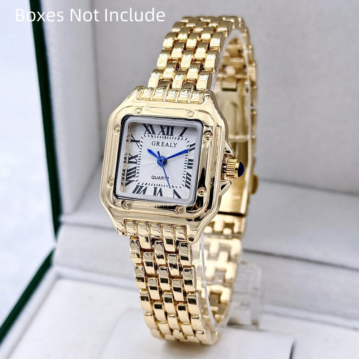 montre lumière or acier inoxydable  montres à Quartz