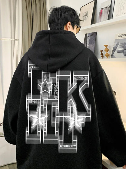 Automne polaire surdimensionné sweats à capuche pour hommes Hip Hop lettre imprimé sweats à capuche 2025 nouveau Y2K Streetwear pull à capuche