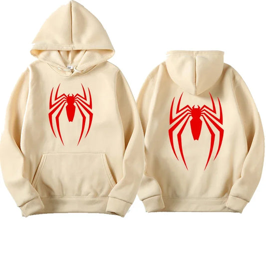 Sweat à capuche pour hommes, mode de rue, imprimé araignée, polaire, décontracté, drôle, ample, spiderman, vêtements pour hommes, nouvelle collection 2024