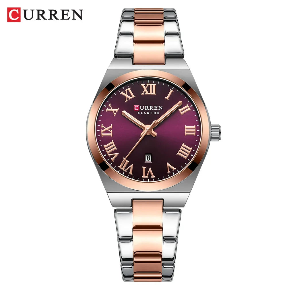 CURREN montre femmes,  Bracelet en acier inoxydable montres analogiques Date