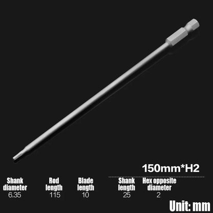 Foret Allen à tête hexagonale H2-H10, 75mm, 150mm, 200mm, embout de tournevis hexagonal électrique, tête de lot magnétique, tournevis à percussion, 1 pièce