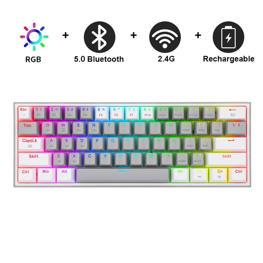 Redragon K616 Pro TKL clavier mécanique rvb sans fil 5.0 BT/2.4 Ghz/filaire trois Modes 60% clavier Bluetooth commutateur rouge linéaire