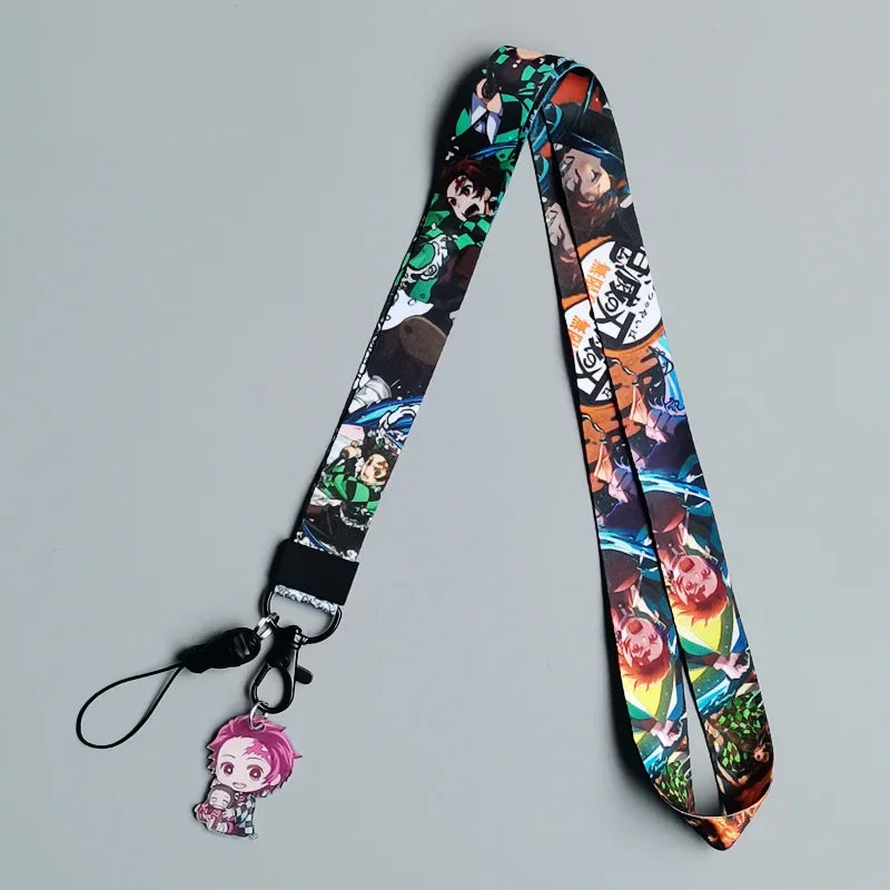 Lanière Demon Slayer Kimetsu No Yaiba, corde de téléphone, Badge d'identification, support Kamado Tanjirou, sangles de cou, porte-clés Lariat pour fille et garçon