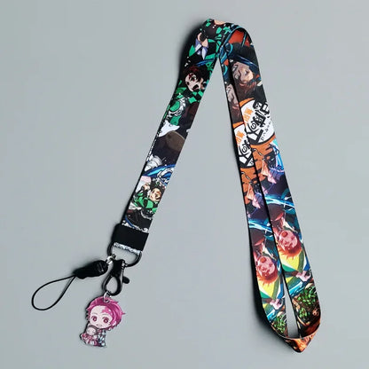 Lanière Demon Slayer Kimetsu No Yaiba, corde de téléphone, Badge d'identification, support Kamado Tanjirou, sangles de cou, porte-clés Lariat pour fille et garçon