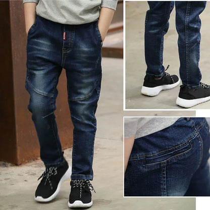 DIIMUU 4-11 ans garçons vêtements mince jean droit jeunes pantalons enfants bébé enfants Denim vêtements pantalon taille élastique bas