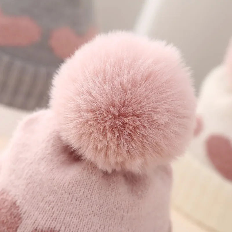 Bonnet épais en acrylique pour tout-petits, chapeaux pour bébés filles, chaud, mignon, coeur, nouveau-né, 0-12 mois, automne, hiver, nouveau, 2023