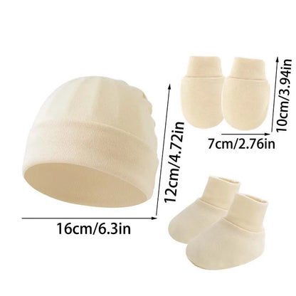 Ensemble bonnets et chaussettes en coton pour nouveau-né, bonnet coupe-vent, bonnet chaud, bonnet turban solide, bonnets désossés pour bébé, 0-6M, printemps et automne