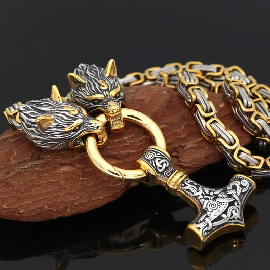 Pendentif tête de loup en acier inoxydable, collier nordique loup celtique pour hommes, accessoires de Rune Viking scandinave, bijoux amulette nordique