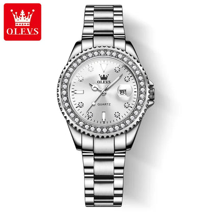 OLEVS 9945 Original diamant montre à Quartz pour femmes  élégant montres en acier inoxydable étanche femmes montres