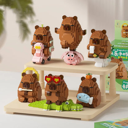 Jolis animaux de dessin animé nanobriques Capybara Micro bloc de diamant modèle de Construction briques de Construction jouets éducatifs pour enfants cadeau