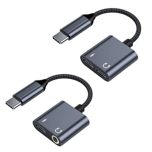 Adaptateur de téléphone de sauna de type C pour touristes, 2 en 1, répartiteur USBC, prise AUX, tête de prise 3.5mm, câble audio