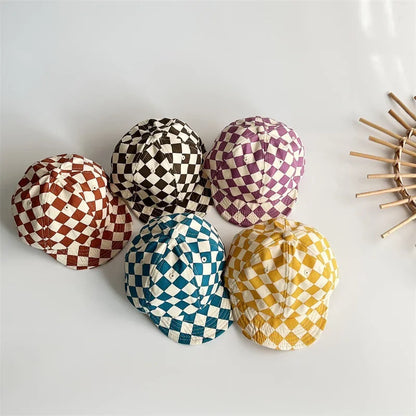 Casquette de baseball à bords souples pour enfants, chapeau de protection solaire pour bébé, ombrage, damier, mode, garçon, fille, 9832A