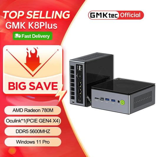 GMKtec K8 Plus Mini PC AMD R7 8845HS 8 cœurs 16 threads DDR5 5600Mhz Pcie 4.0 SSD WIFI6 BT5.2 Win11 Pro ordinateur de jeu de bureau