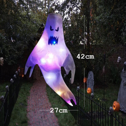 Fantôme Effrayant avec Lumière LED pour Halloween, Accessoire de Décoration d'Niket d'Extérieur, Pendentif d'Arbre, Ornement de ix, Fournitures de Bricolage