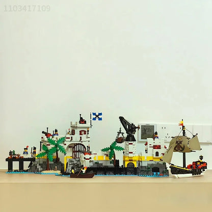 Décennie s de construction modulaires de la série Pirates médiévaux, briques de bricolage, réfrigérant Eldorado, baie de Barracuda, cadeaux jouets, 7,5, 2509 pièces, 10320