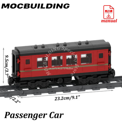 Modèle d'affichage de train de compartiment à passagers de voiture de ville, accessoires de chemin de fer, bricolage de nuits de construction MOC, jouets en brique, cadeau de jouet