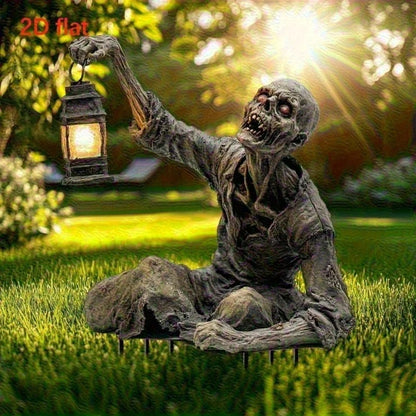 Lanterne d'halloween de terreur Zombie, ornement effrayant 2D en acrylique, prise de terre de jardin, ornement de maison, jardin extérieur, bricolage, cadeau de décoration