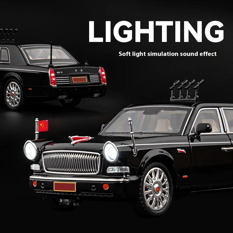 1:24 HONGQI L5 alliage Limousine Luxy voiture moulé sous pression modèle 70th anniversaire défilé voiture recueillir affichage ornement cadeau pour garçons enfant jouet