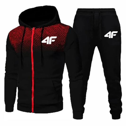 Automne hiver hommes survêtement Jogging pantalons de survêtement 2 pièces ensemble Sport veste à glissière + pantalon de course costume décontracté impression vêtements