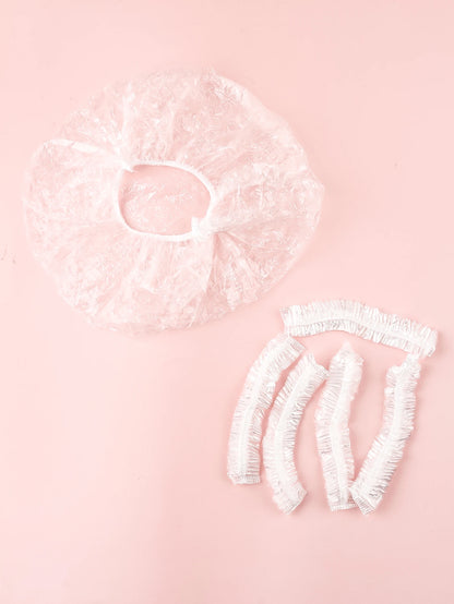 Bonnet de douche jetable 100 pièces, bande en plastique transparente, bonnet de beauté et de cheveux imperméable, agrandi et épaissi pour hôtels