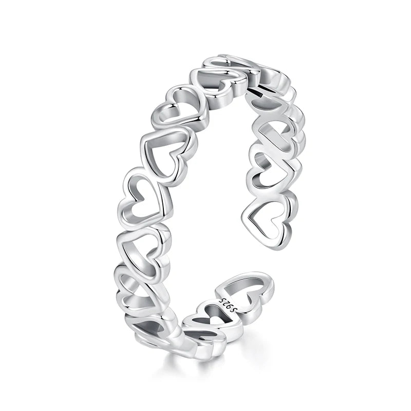 WOSTU-Bagues ajustables en argent regardé 925 pour femme, bijoux originaux empilables, taille ouverte