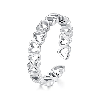 WOSTU-Bagues ajustables en argent regardé 925 pour femme, bijoux originaux empilables, taille ouverte